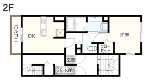 軽量鉄骨造3階建て2F